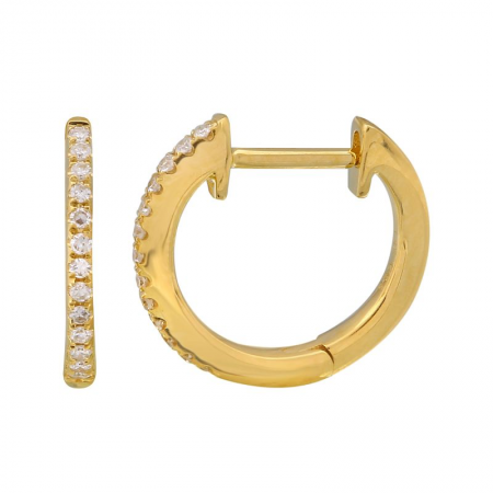 14K Yellow Gold Diamond 12mm Huggies