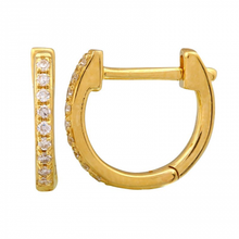 Load image into Gallery viewer, 14K Gold Diamond 9mm Huggies
