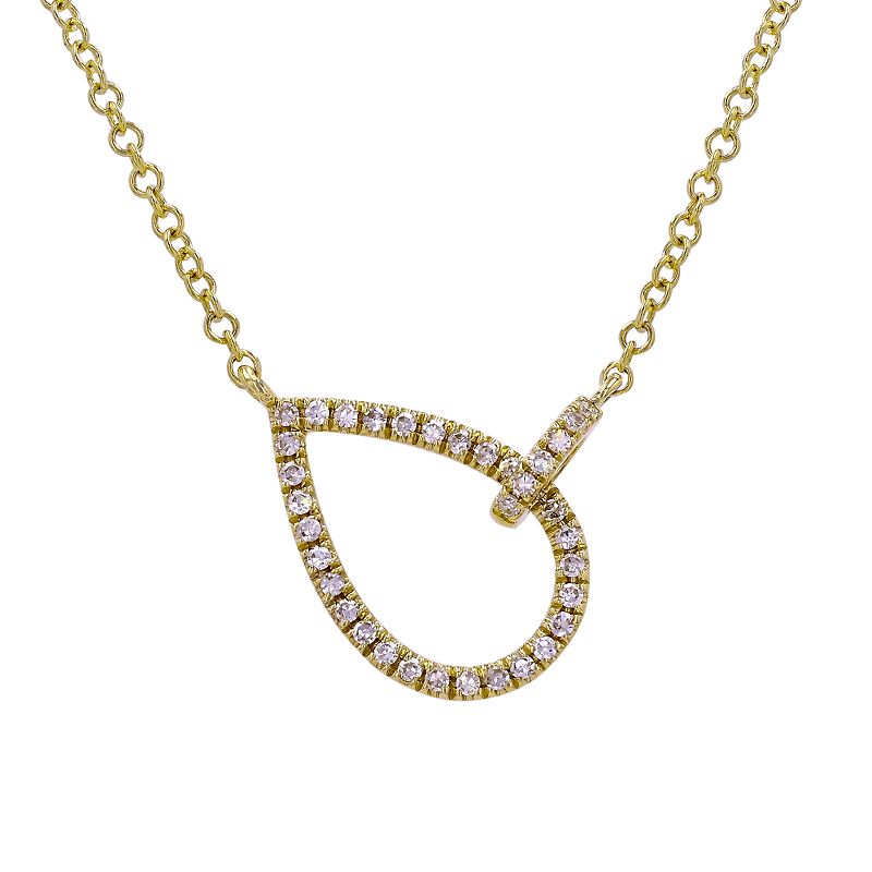 14k Yellow Gold Open Pear Drop Necklace