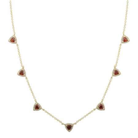 14k Yellow Gold Diamond Triangle Garnet Necklace – POMOTO
