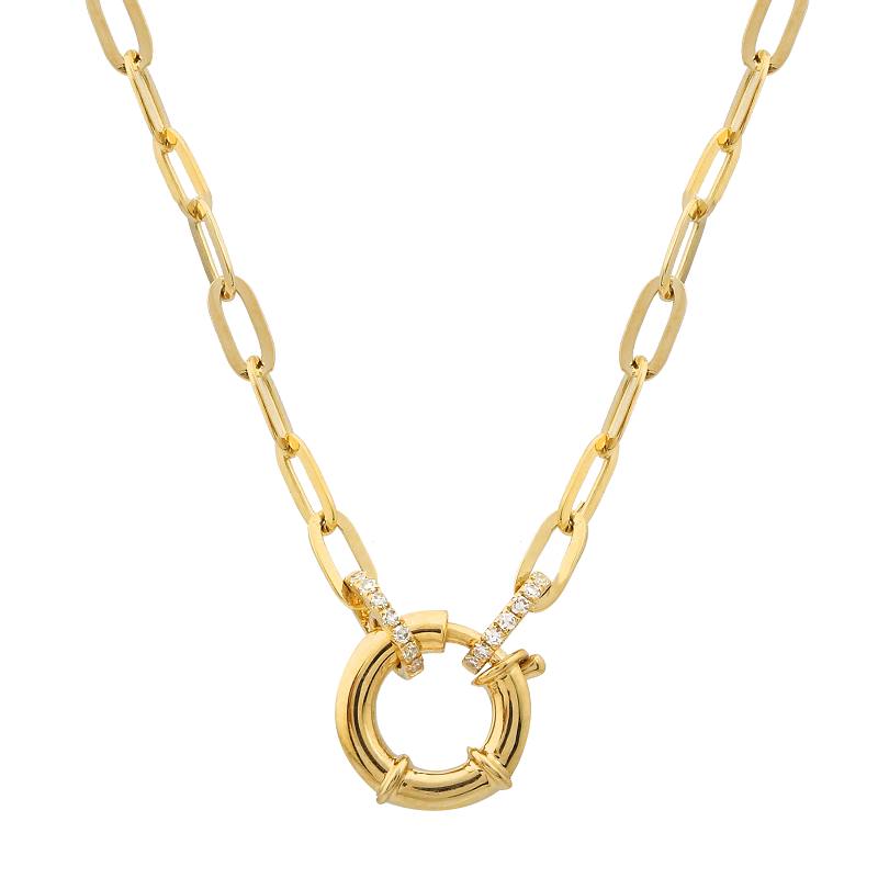 14K Yellow Gold Spring Clasp Link Chain Necklace