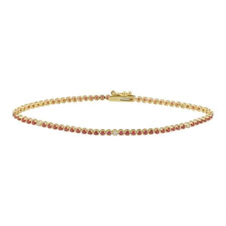 14K Yellow Gold Ruby and Diamond Tennis Bracelet