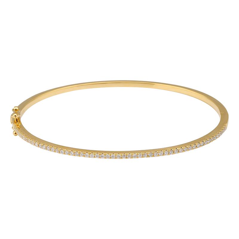 14K Gold 1 Row Diamond Bangle