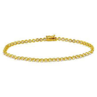 14K Gold and Diamond Bezel Tennis Bracelet
