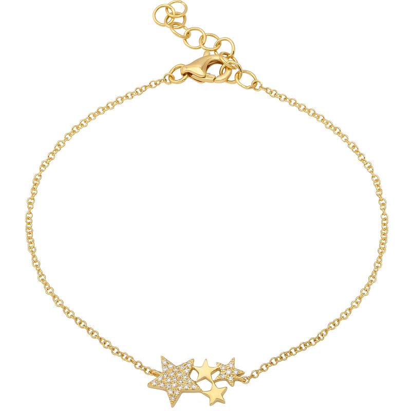 14K Yellow Gold Star Cluster Bracelet