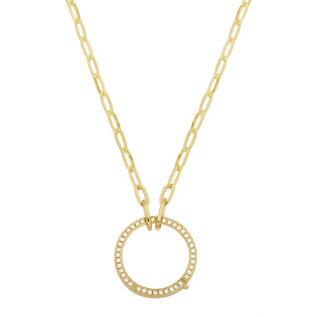 14K Yellow Gold Diamond Clasp Link Necklace