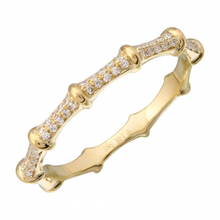 Load image into Gallery viewer, 14K Yellow Gold Diamond Bamboo Ring
