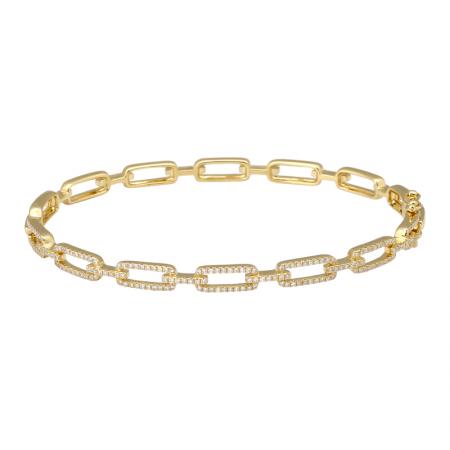 14K Gold Diamond Link Bangle