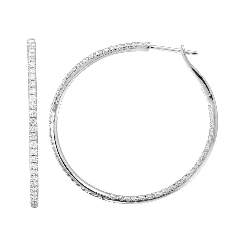 14K Gold Diamond Hoop Earrings