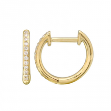 Load image into Gallery viewer, 14K Gold Diamond 11mm Huggies
