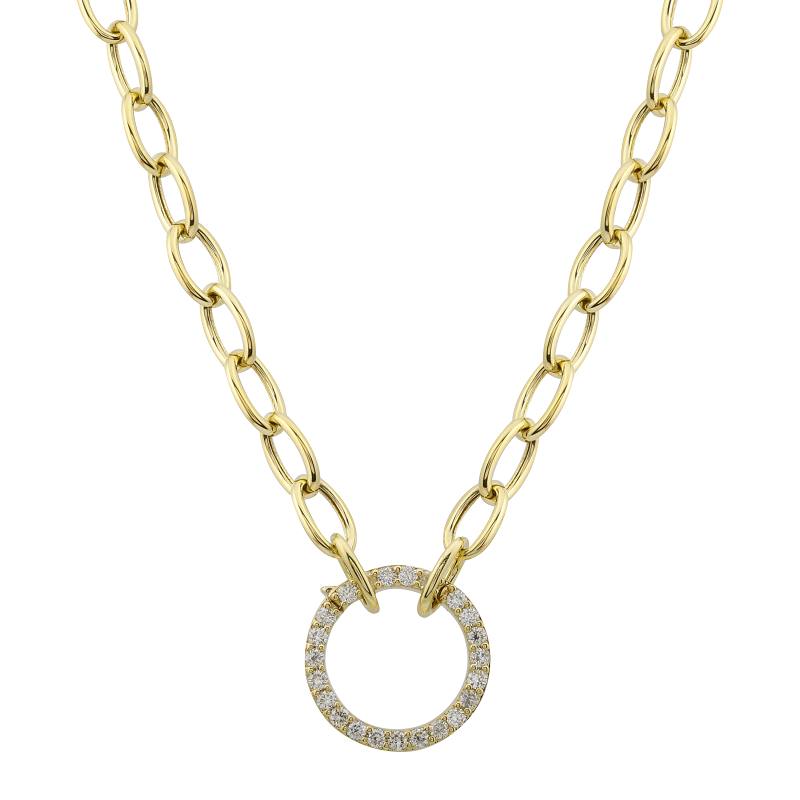 14K Yellow Gold Round Shape Clasp Link Chain Necklace