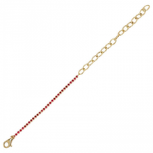 Load image into Gallery viewer, 14k Yellow Gold Half Link Chain &amp; Half Ruby Tennis Bracelet
