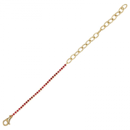 14k Yellow Gold Half Link Chain & Half Ruby Tennis Bracelet