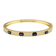 Load image into Gallery viewer, 14K Yellow Gold Diamond Sapphire Studded Bangle
