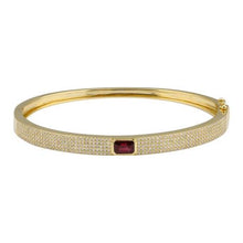 Load image into Gallery viewer, 14K Yellow Gold Diamond Emerald Shape Color Stone Bangle

