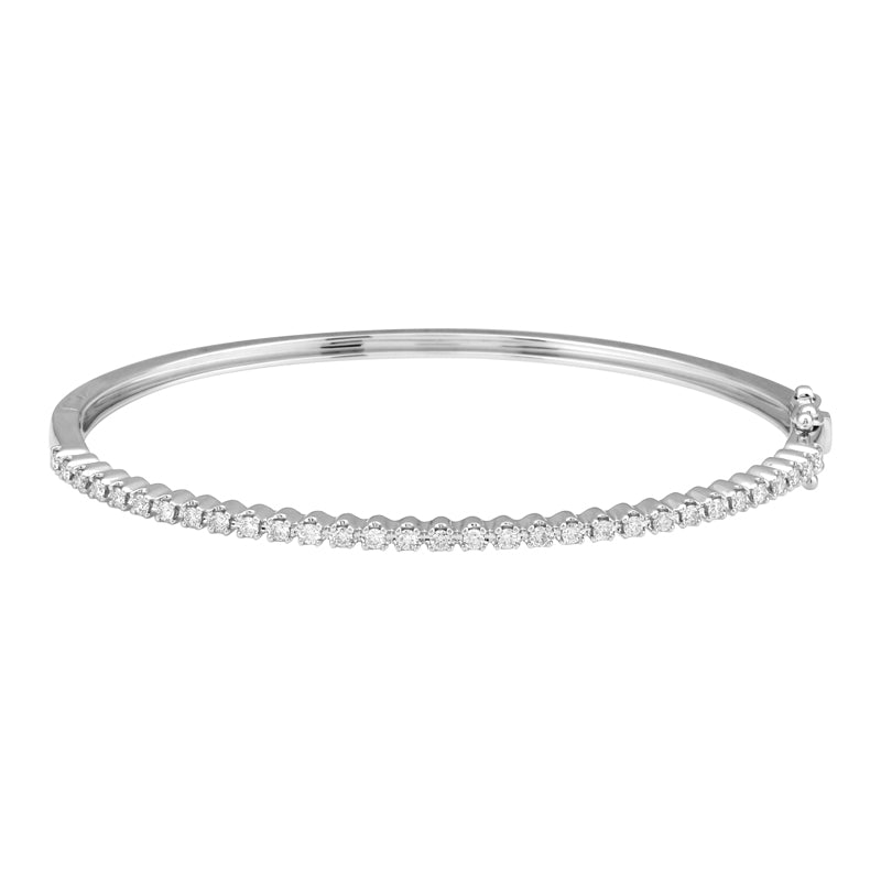 14K White Gold Diamond Bangle