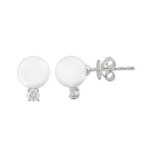 Load image into Gallery viewer, 14K Gold Pearl and Diamond Studs
