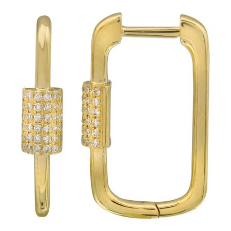 14K Yellow Gold Rectangle Diamond Earring