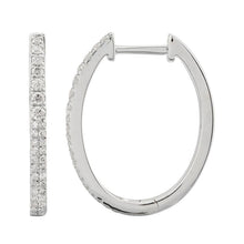 Load image into Gallery viewer, 14K Gold and Diamond Oval Hoop Earrings
