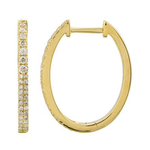 Load image into Gallery viewer, 14K Gold and Diamond Oval Hoop Earrings
