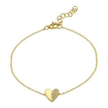 Load image into Gallery viewer, 14K Yellow Gold Half Diamond Heart Bracelet
