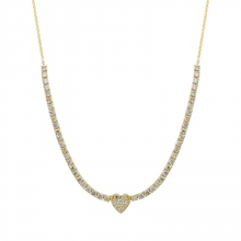 Load image into Gallery viewer, 14K Gold Diamond Heart Tennis Necklace
