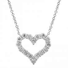 Load image into Gallery viewer, 14K Gold Full Cut Diamond Open Heart Necklace
