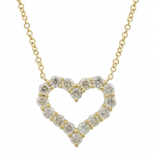 Load image into Gallery viewer, 14K Gold Full Cut Diamond Open Heart Necklace
