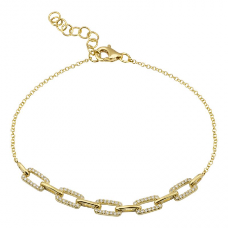 14k Yellow Gold Diamond Link Bracelet