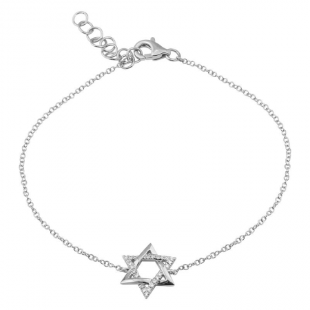 14K Gold Medium Star of David Diamond Bracelet