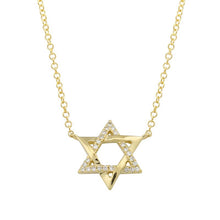 Load image into Gallery viewer, 14K Gold Half Diamond Star of David Necklace
