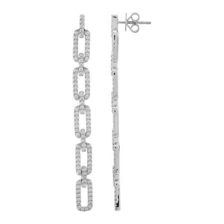 14K White Gold Diamond Link Drop Earrings