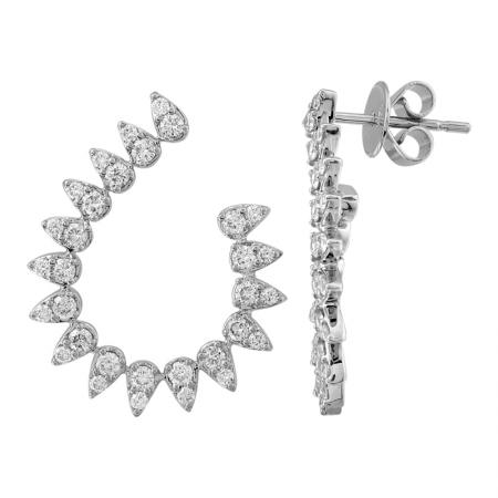14K White Gold Pear Diamond Scoop Earrings
