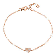 Load image into Gallery viewer, 14k Gold Small Diamond Heart Bracelet

