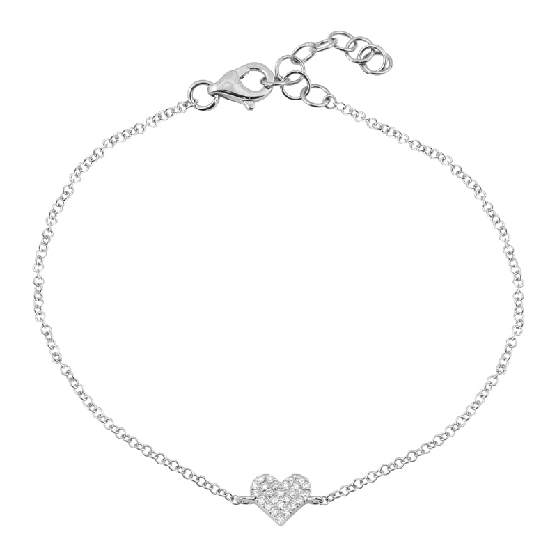 14k Gold Small Diamond Heart Bracelet