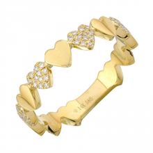 Load image into Gallery viewer, 14k Yellow Gold Alternated Pave Heart Diamond Ring
