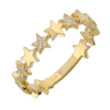 Load image into Gallery viewer, 14K Yellow Gold and Diamond Star Band
