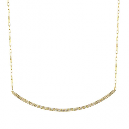 14K Yellow Gold Diamond Curved Bar Necklace
