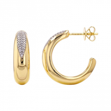 Load image into Gallery viewer, 14K Yellow Gold Diamond Hoops
