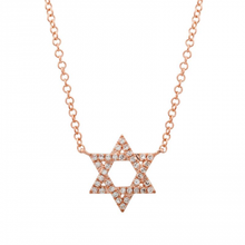 Load image into Gallery viewer, 14K Gold Star Of David Diamond Necklace
