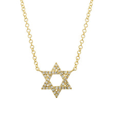 Load image into Gallery viewer, 14K Gold Star Of David Diamond Necklace
