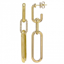 Load image into Gallery viewer, 14K Yellow Gold Diamond Link Drop Earrings
