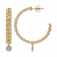 Load image into Gallery viewer, 14k Yellow Gold Cuban Link Open Hoop Earrings
