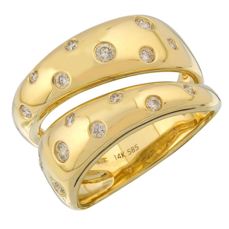 14k Yellow Gold Asymmetrical Diamond Ring