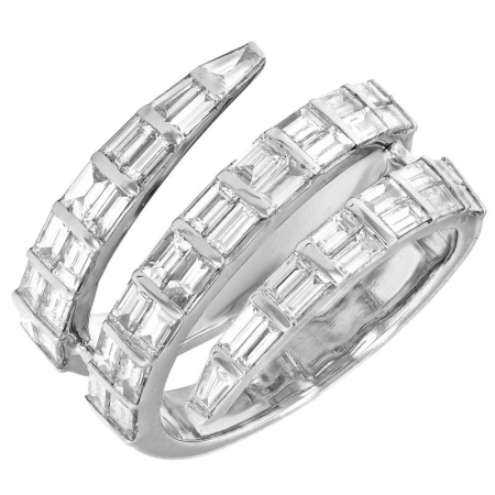 14K White Gold Baguette Diamonds Wrap Ring