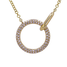 Load image into Gallery viewer, 14k Yellow Gold Diamond Circle with Oval Drop Necklace
