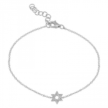 Load image into Gallery viewer, 14K Gold Diamond Small Star of David Bracelet
