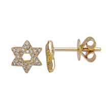 Load image into Gallery viewer, 14K Gold Small Diamond Star of David Studs (Sold As Single)
