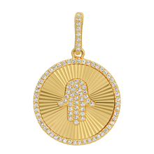 Load image into Gallery viewer, 14K Yellow Gold Diamond Chamsa Fluted Charm
