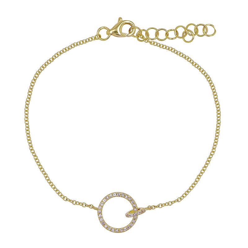 14K Yellow Gold Open Circle Link Diamond Bracelet